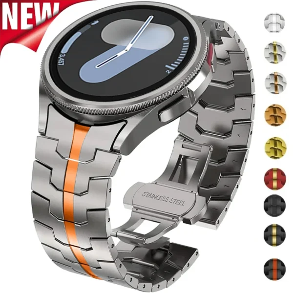 Pulseira de aço inoxidável para samsung galaxy watch 7 6 5 4 40mm 44mm 6 clássico 43mm 47mm sem lacunas pulseira de metal 5pro 45mm pulseira rápida